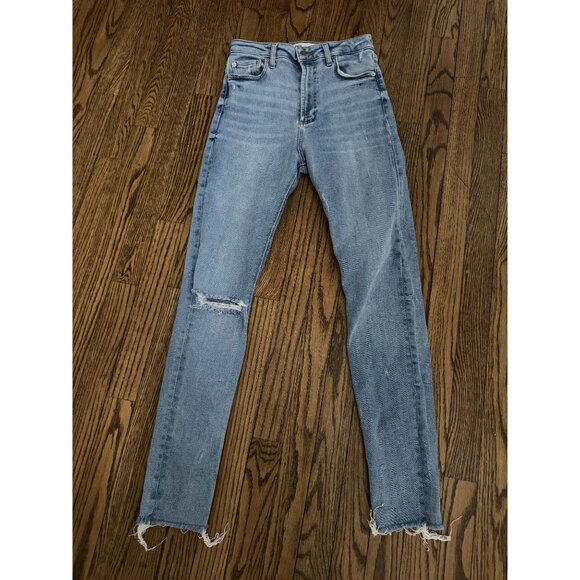 Zara Jeans Womens Size 4 Distressed Frayed Ankle Skinny Light Wash 4 - Picture 1 of 3
